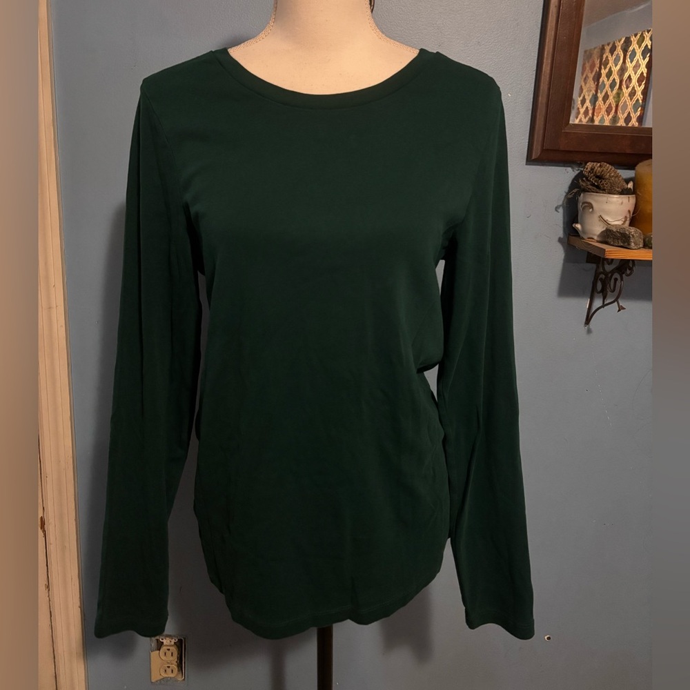 J.Crew, Dark Green, Perfect Fit, Long Sleeve, Tee